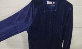 Womens D &amp; Co Denim Company XL Zip Front Warm Jacket Dark Blue Quilted Soft - $19.99