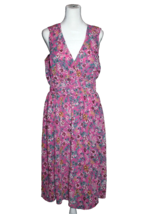 White House Black Market WHBM Sleeveless Long V-Neck Dress Pink Floral S... - £17.69 GBP