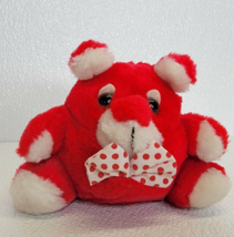 Rare Vintage Russ Berrie Koochie Red Plush Round Love Bow Polka Dot Valentine - £28.80 GBP