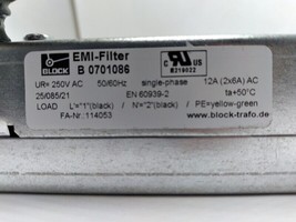 Block B 0701086 EMI Filter 250V 12Amp - £194.57 GBP