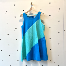 10 - Lisa Perry Colorblock Green Blue Sleeveless A Line Retro Dress 0601DE - $65.00