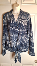 Women&#39;s Michael Kors Button-Down Tie Front Long Sleeve Top Blouse Size Small - £7.55 GBP