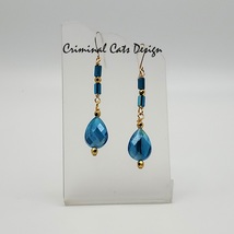 Millefiori Dangle Earrings in Blue and Gold, hand made