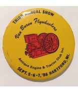1986 Van Burden Flywheelers Pin back Button Engine Tractor Pin Hartford ... - $4.65