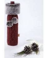 UGG Wine Bottle Holder Knit With Faux Fur &amp; Pom Poms Holiday Xmas - $18.88 CAD
