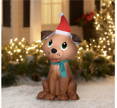 Gemmy 3.5&#39; Airblown Christmas Lighted Sweet Puppy Hounddog Inflatable Yard Decor - £36.04 GBP