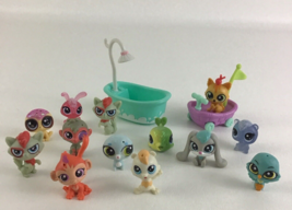 Littlest Pet Shop 13 Mini Figure Lot Wagon Shower Tub Monkey Cat Hasbro ... - £38.12 GBP