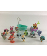 Littlest Pet Shop 13 Mini Figure Lot Wagon Shower Tub Monkey Cat Hasbro ... - $49.45