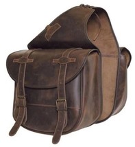WESTERN HORSE SADDLE BAG COW HIDE GENUINE LEATHER TRAIL TOOLING CARVING - £88.53 GBP