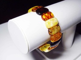 MULTI COLOR  Amber Beads Bracelet Elastic Natural Baltic Amber For Ladies - £133.36 GBP