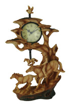 Scratch &amp; Dent Trail Rider Cowboy and Horse Carved Wood Look Sculptural Clock - £15.47 GBP