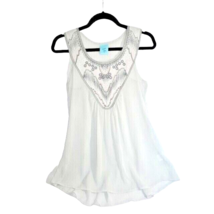 H.I.P. Embroidered Blouse Top Sleeveless Sheer Size Small Light White Da... - $267.94 MXN
