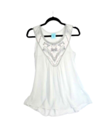 H.I.P. Embroidered Blouse Top Sleeveless Sheer Size Small Light White Da... - $264.26 MXN