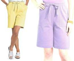 New Women Size 10 Haband BocaBay Pull On Elastic Waist Linen Look Shorts - $9.99