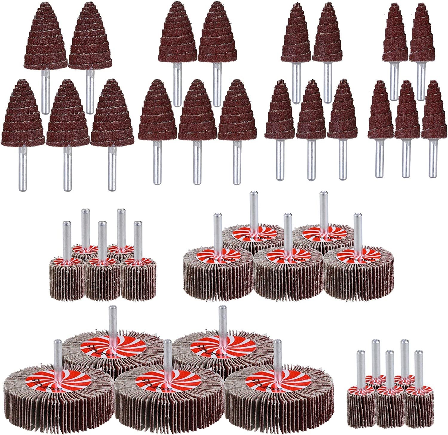 40 Pack 1/4&quot; Abrasive Flap Wheel Sander Set, Rocaris 80 Grit Aluminum Ox... - $32.99