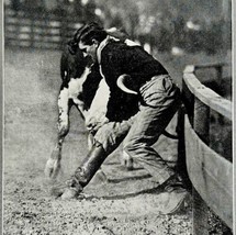 1921 Lafe Lewman Steer Bulldogging Photo Print Round Up Bucking Cowboy DWN8C - £23.42 GBP