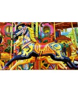 Jigsaw Puzzle BLACK BEAUTY CAROUSEL HORSE 300 Pcs 18.25&quot; x 11&quot; Puzzlebug... - $3.13