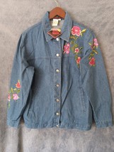 Ladies Floral Embroidered Blue Jean Jacket by Blane Trump Size S New with Tags - £18.48 GBP