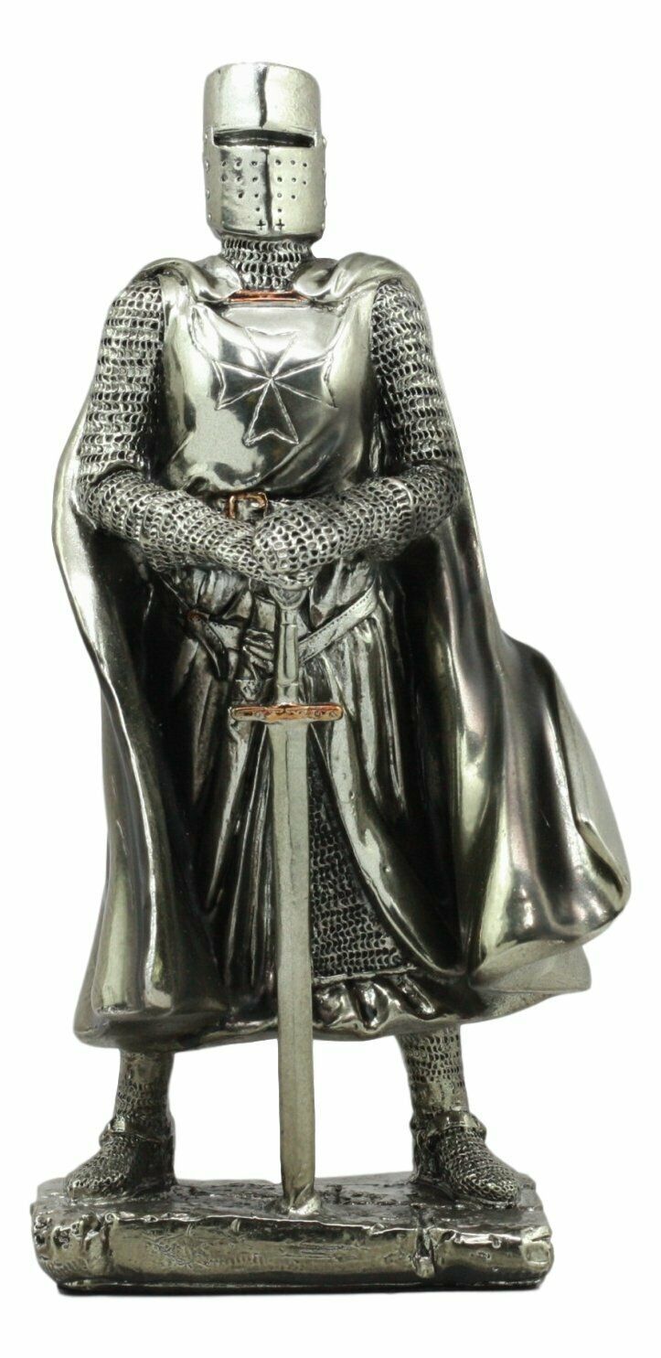 Medieval Holy Roman Empire Caped Crusader Knight w/ Sword Statue Suit Of Armor