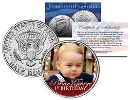 PRINCE GEORGE * 1st Birthday * 2014 JFK Half Dollar US Colorized Coin RO... - £6.74 GBP