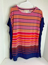 Michael Michael Kors Womens Sz 0X Multicolor knit top shirt Pink Tunic Blue Oran - £16.35 GBP