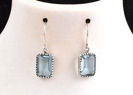 925 Sterling Silver Blue Topaz Gemstone Dangle Drop Earrings Women Gift - £25.75 GBP+