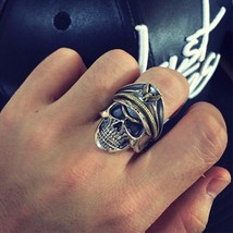25 silver cool soldier skull ring for men punk rock vintage rings with eagle adjustable thumb200
