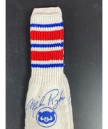 Chicago Cub Mike Royko Tribune Pair Socks Give awaw 3 Stripe Knee High  ... - £39.14 GBP