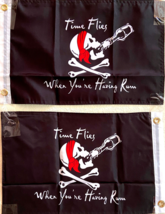 PIRATE 12&quot; x 18&quot; FLAG : TIME FLIES WHEN YOU&#39;RE HAVING RUM FLAG-DOUBLE SI... - £7.76 GBP