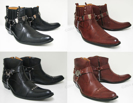 NIB Men’s Western Cowboy Boots Slip On Winter Shoes Ankle Harness Strap,... - $43.75 CAD+