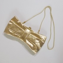 Kate Landry Gold Lame Clutch Purse Metallic Rhinestones Women Evening Bag - £17.39 GBP