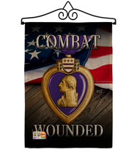 Purple Heart Combat Wounded Burlap - Impressions Decorative Metal Wall Hanger Ga - £29.08 GBP