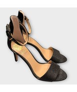 VINCE CAMUTO Black Ankle Strap Glitter Sparkle Stiletto Heels Size 7 Formal - $59.00