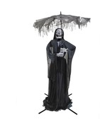 ALMOST 9' GHOSTLY SPECTOR SKELETON HOLDING UMBRELLA ANIMATRONIC HALLOWEEN PROP - $490.05