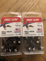 20 Eagle Claw Ballhead Fishing Jigs 1/4 oz Black &amp; White Eye Ball Head &amp; Hooks - £14.28 GBP