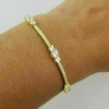 5.50 Ct Round Cut Moissanite Women&#39;s Tennis Bracelet Yellow Gold Plated Silver - £563.80 GBP