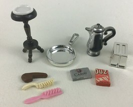 Vintage 9pc Mini Dollhouse Accessories Toys Metal Collectible Kitchen Pan Kettle - £11.83 GBP