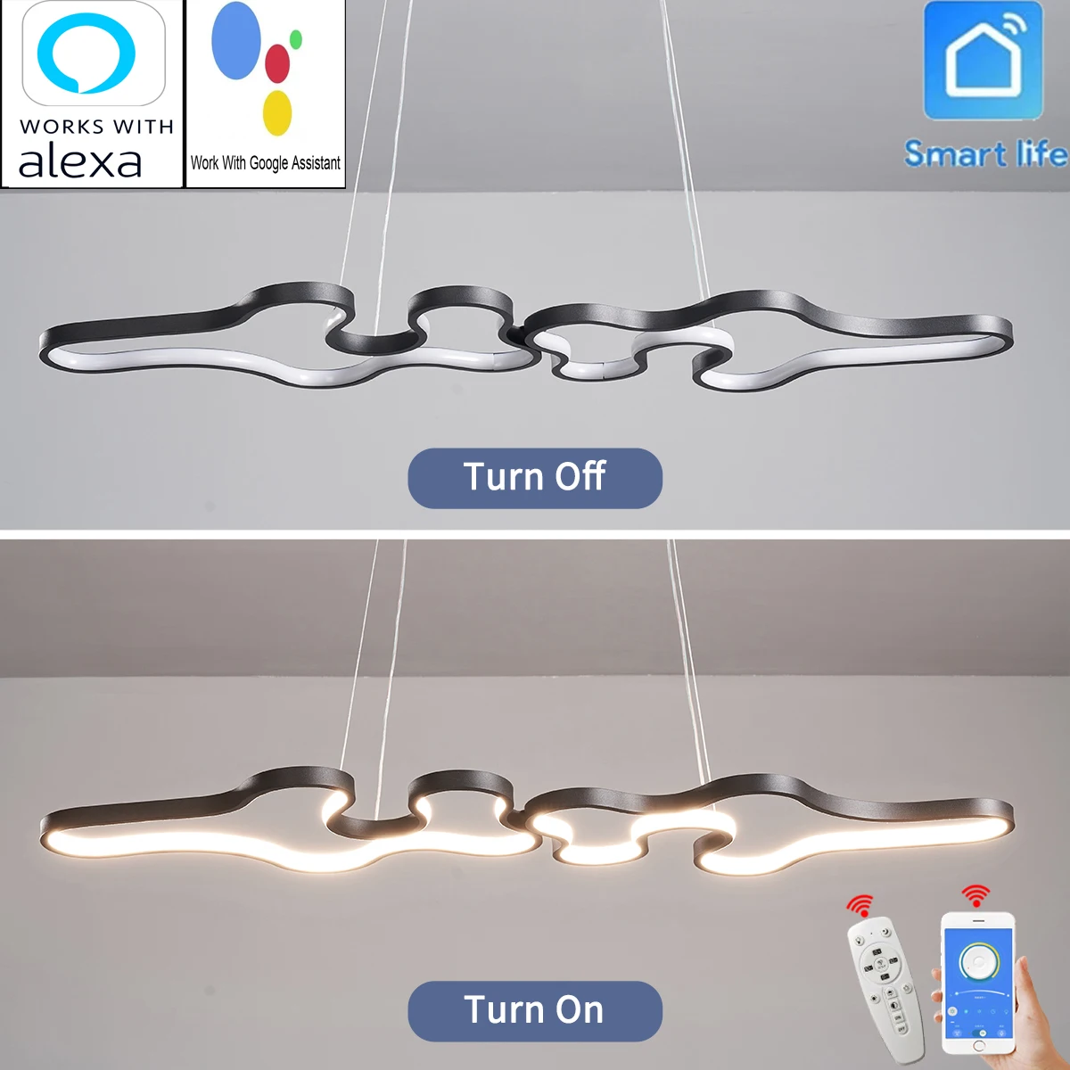Smart Home Alexa Google Home Modern LED  Pendant Lights For Living Dinin... - $117.00+