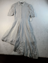 1.STATE Button Up Dress Womens Small White Black Striped Collar Asymmetrical Hem - £32.47 GBP