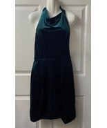 Betsey Johnson Dress Womens 4 Green Velveteen Halter Draped Faux Wrap Y2k - $98.74