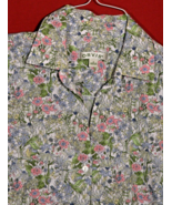ORVIS WOMEN&#39;S 8 FLORAL BUTTON UP 3/4 SLEEVE FITTED BLOUSE SHIRT COTTON - $25.30 CAD
