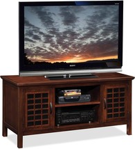 Chocolate Cherry Leick 50-Inch Wide Tv Stand With Black Glass. - £403.99 GBP