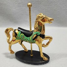 Franklin Mint Black-Green Carousel Horse 24K Gold Majestic Menagerie Fig... - $24.95