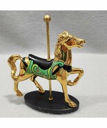 Franklin Mint Black-Green Carousel Horse 24K Gold Majestic Menagerie Fig... - $459.14 MXN