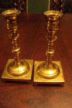 Brass candleholders Made in Compatible with England, 7&quot; Tall, Marked Com... - £23.11 GBP