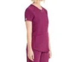 ScrubStar Ladies Notch Neck Top Wine Size M - $331.07 MXN