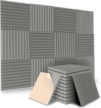 12 Pack Self-Adhesive Acoustic Panels, 12&quot;X 12&quot;X1&quot; Sound Proof Foam, Gray - £27.43 GBP