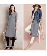 ANTHROPOLOGIE Women’s Small Striped Henley Split 3/4 Sleeve Tunic Dress ... - $33.70 CAD