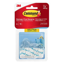 Command Damage Free Hanging Hooks &amp; 8 Strips, Clear, Small, 6 Ct 1 Pack - £6.89 GBP