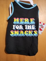 Pet Apparel Medium Black Dog Shirt &quot;Here For The Snacks&quot; fits Neck 12-15... - $9.80